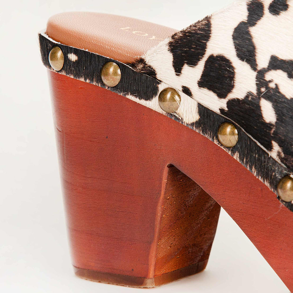 Loyal West Carlotta Trail Clogs Black And White Cowhide - PhishStones Products