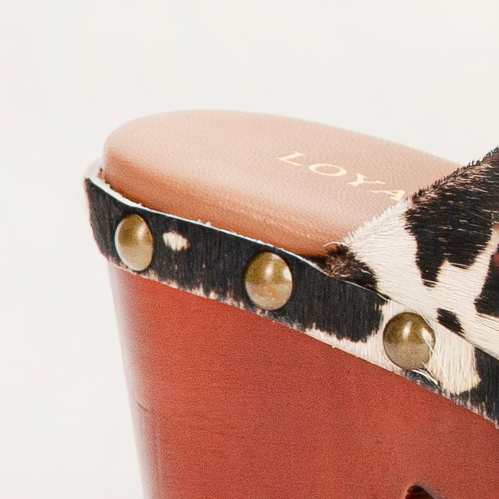 Loyal West Carlotta Trail Clogs Black And White Cowhide - PhishStones Products