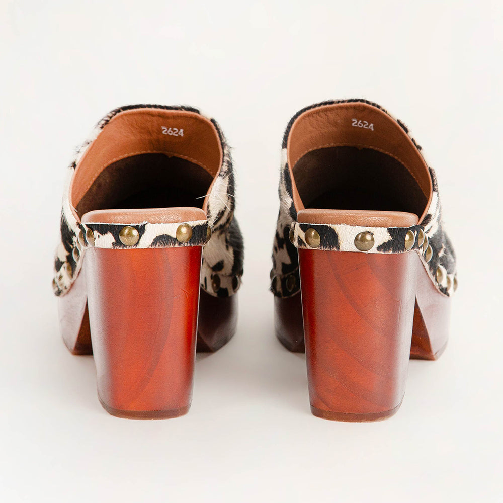 Loyal West Carlotta Trail Clogs Black And White Cowhide - PhishStones Products