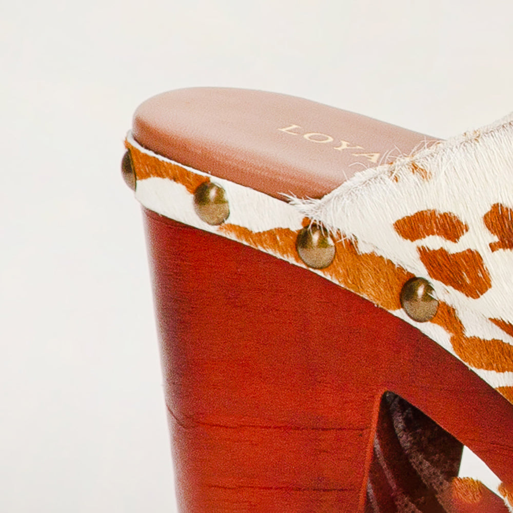 Loyal West Carlotta Trail Clogs Brown And White Cowhide - PhishStones Products