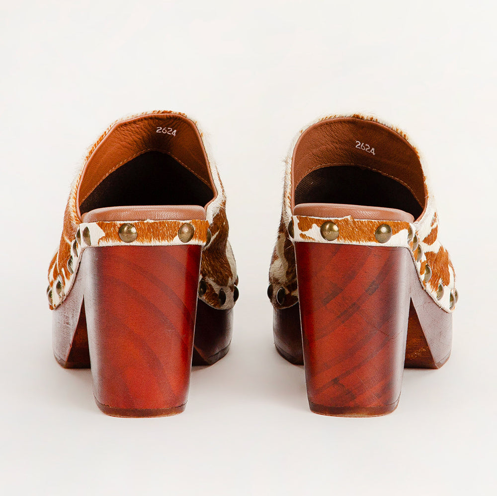 Loyal West Carlotta Trail Clogs Brown And White Cowhide - PhishStones Products