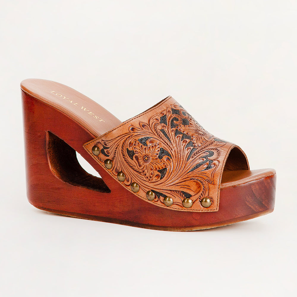 Loyal West Desert Wanderer Sandals - Dark Brown Handtooled Leather - PhishStones Products