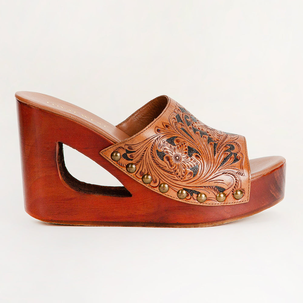 Loyal West Desert Wanderer Sandals - Dark Brown Handtooled Leather - PhishStones Products