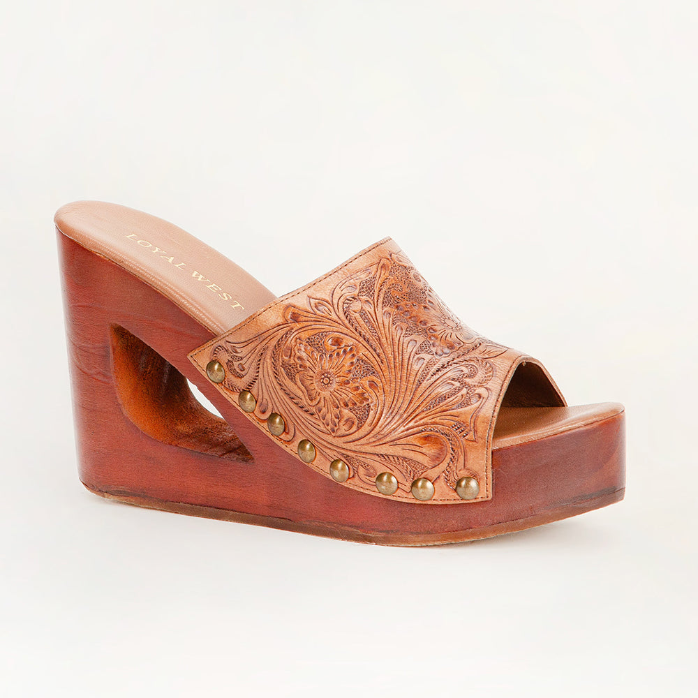 Loyal West Desert Wanderer Sandals - Light Brown Handtooled Leather - PhishStones Products