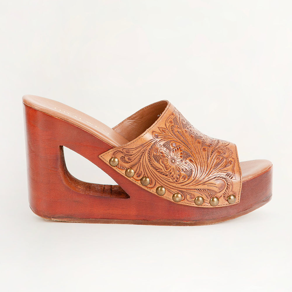 Loyal West Desert Wanderer Sandals - Light Brown Handtooled Leather - PhishStones Products