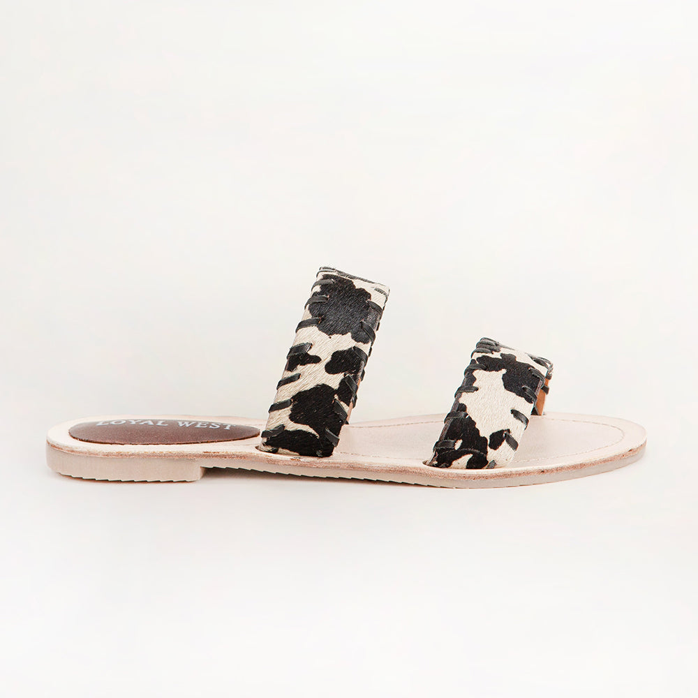 Loyal West Mesa Wanderer Sandals - Black And White Cowhide - PhishStones Products