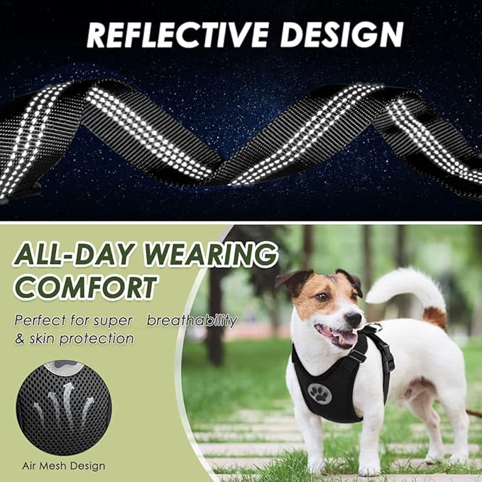 Lukovee Dog Seat Belt - Adjustable Dog Car Harness for Large, Medium & Small Dogs, Soft Padded & Breathable Mesh Dog Seatbelt with Car Vehicle Connector Strap (Black, XX - Small) - PhishStones Products