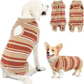 Lukovee Recovery Suit for Dogs, Onesie Surgery Recovery Suit for Female Male Dogs, Abdominal Wounds Cone E - Collar Alternative Prevent Licking Spay Recovery Suit (Brown Stripes,S) - PhishStones Products