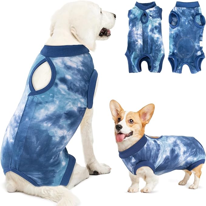 Lukovee Recovery Suit for Dogs, Onesie Surgery Recovery Suit for Female Male Dogs, Abdominal Wounds Cone E - Collar Alternative Prevent Licking Spay Recovery Suit (TBL,L) - PhishStones Products