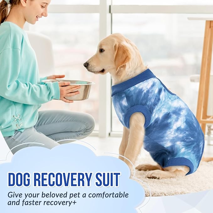 Lukovee Recovery Suit for Dogs, Onesie Surgery Recovery Suit for Female Male Dogs, Abdominal Wounds Cone E - Collar Alternative Prevent Licking Spay Recovery Suit (TBL,L) - PhishStones Products