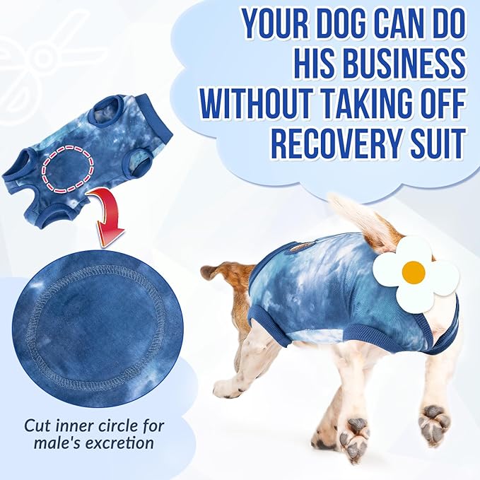 Lukovee Recovery Suit for Dogs, Onesie Surgery Recovery Suit for Female Male Dogs, Abdominal Wounds Cone E - Collar Alternative Prevent Licking Spay Recovery Suit (TBL,L) - PhishStones Products