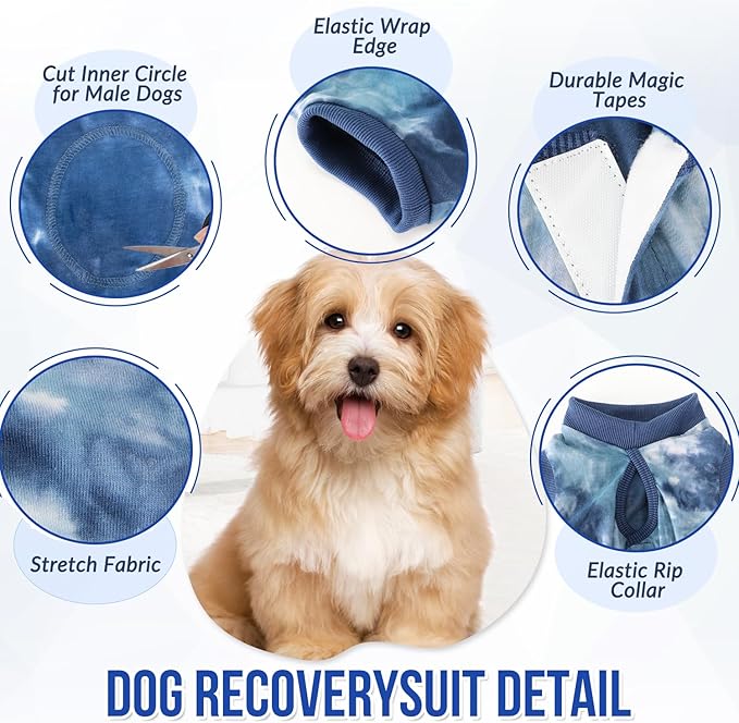 Lukovee Recovery Suit for Dogs, Onesie Surgery Recovery Suit for Female Male Dogs, Abdominal Wounds Cone E - Collar Alternative Prevent Licking Spay Recovery Suit (TBL,L) - PhishStones Products