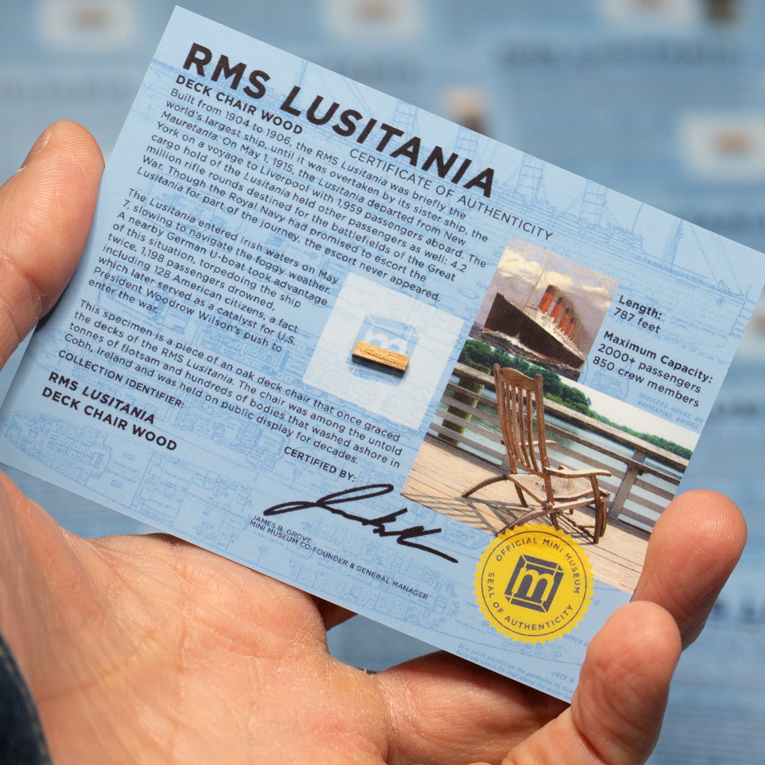 Lusitania Deck Chair - Card Display