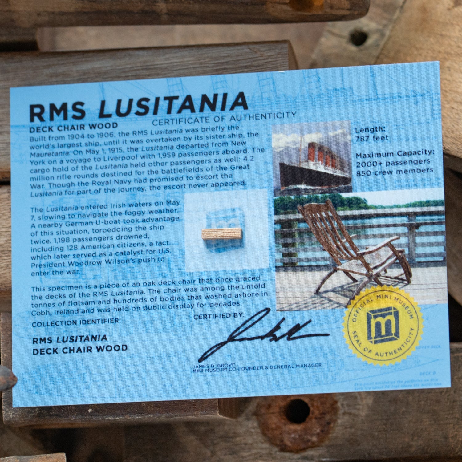 Lusitania Deck Chair - Card Display