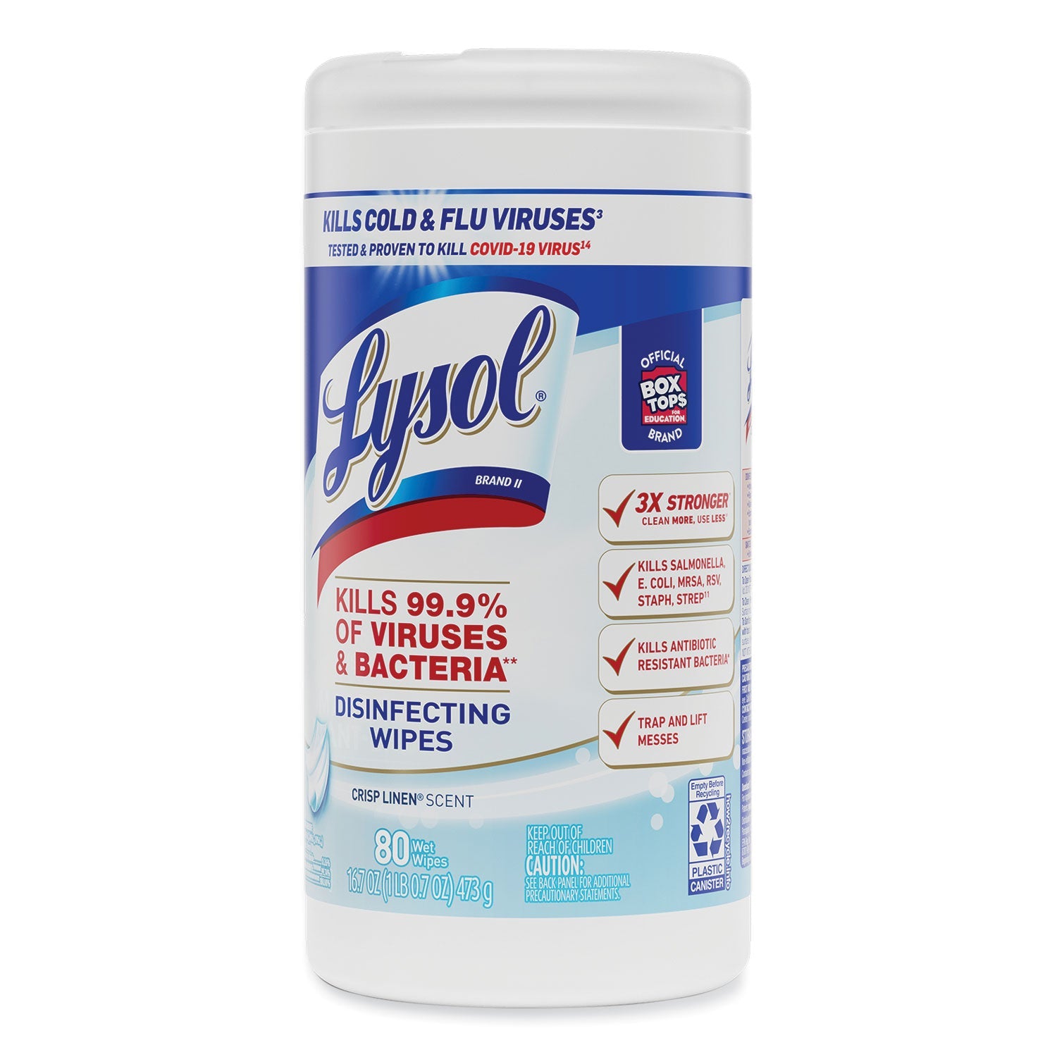LYSOL Disinfecting Wipes, 7 x 7.25, Crisp Linen, 80 Wipes/Canister - PhishStones Products
