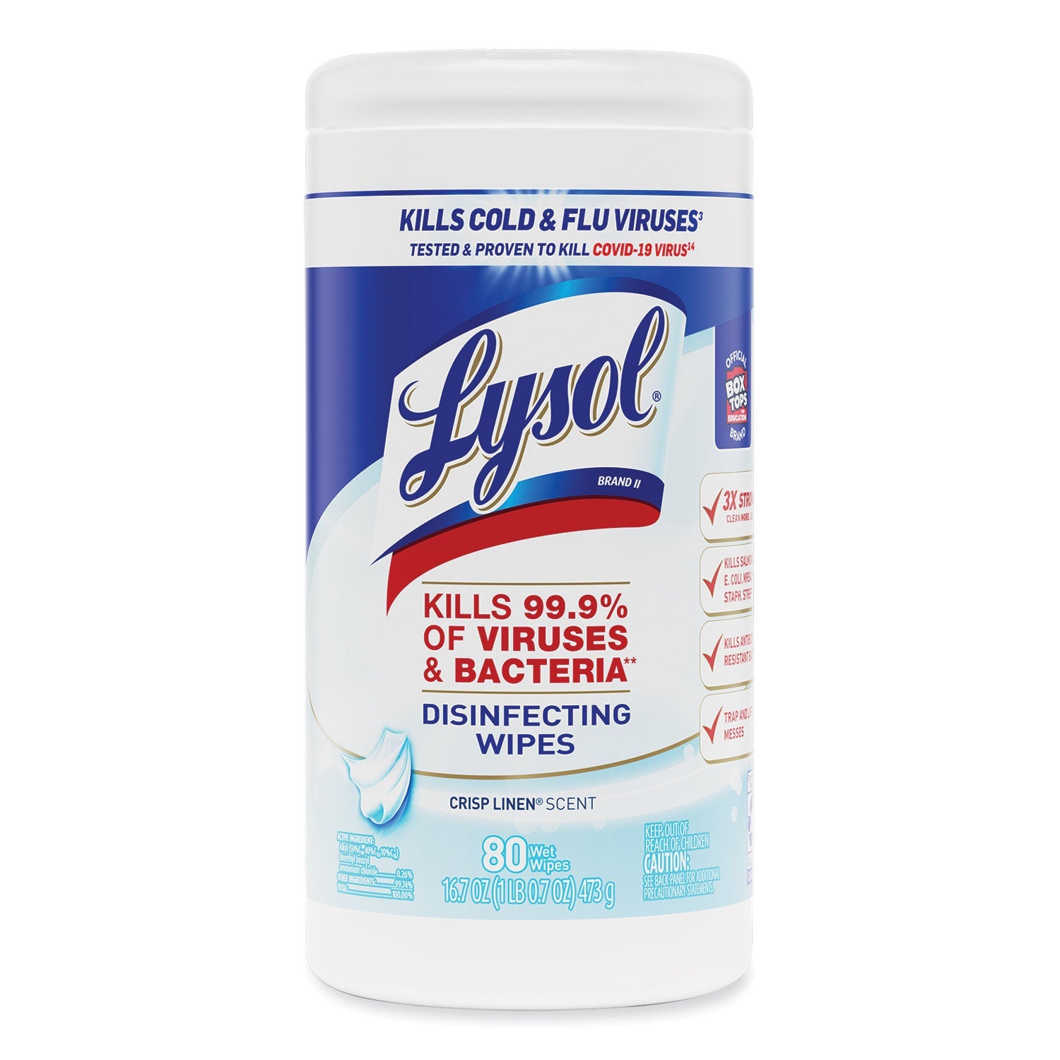 LYSOL Disinfecting Wipes, 7 x 7.25, Crisp Linen, 80 Wipes/Canister - PhishStones Products