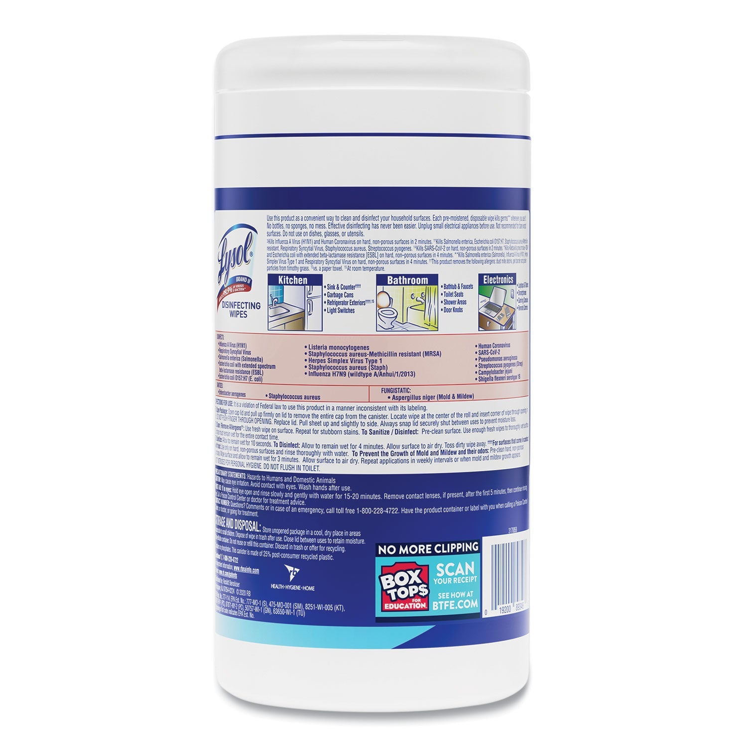 LYSOL Disinfecting Wipes, 7 x 7.25, Crisp Linen, 80 Wipes/Canister - PhishStones Products