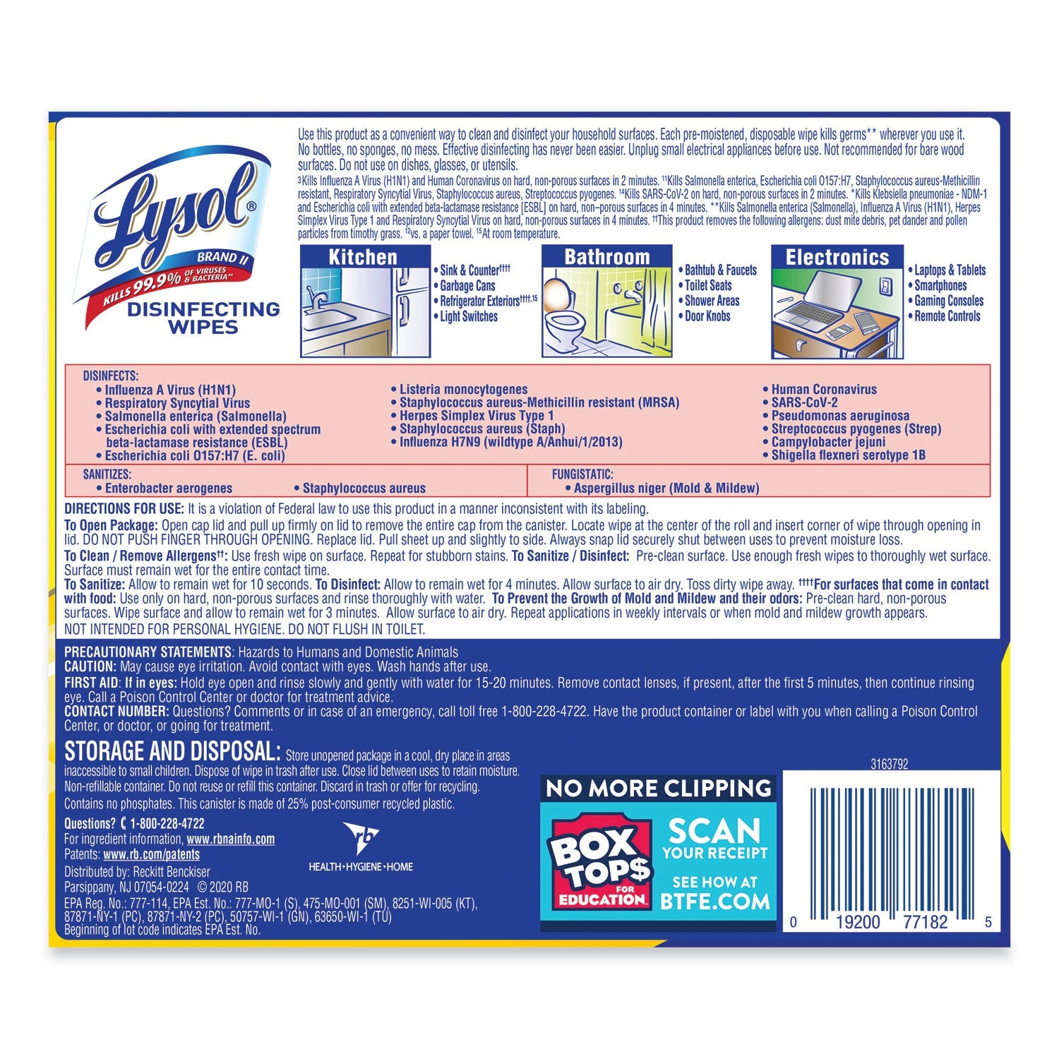 LYSOL Disinfecting Wipes, 7 x 7.25, Lemon and Lime Blossom, 80 Wipes/Canister - PhishStones Products