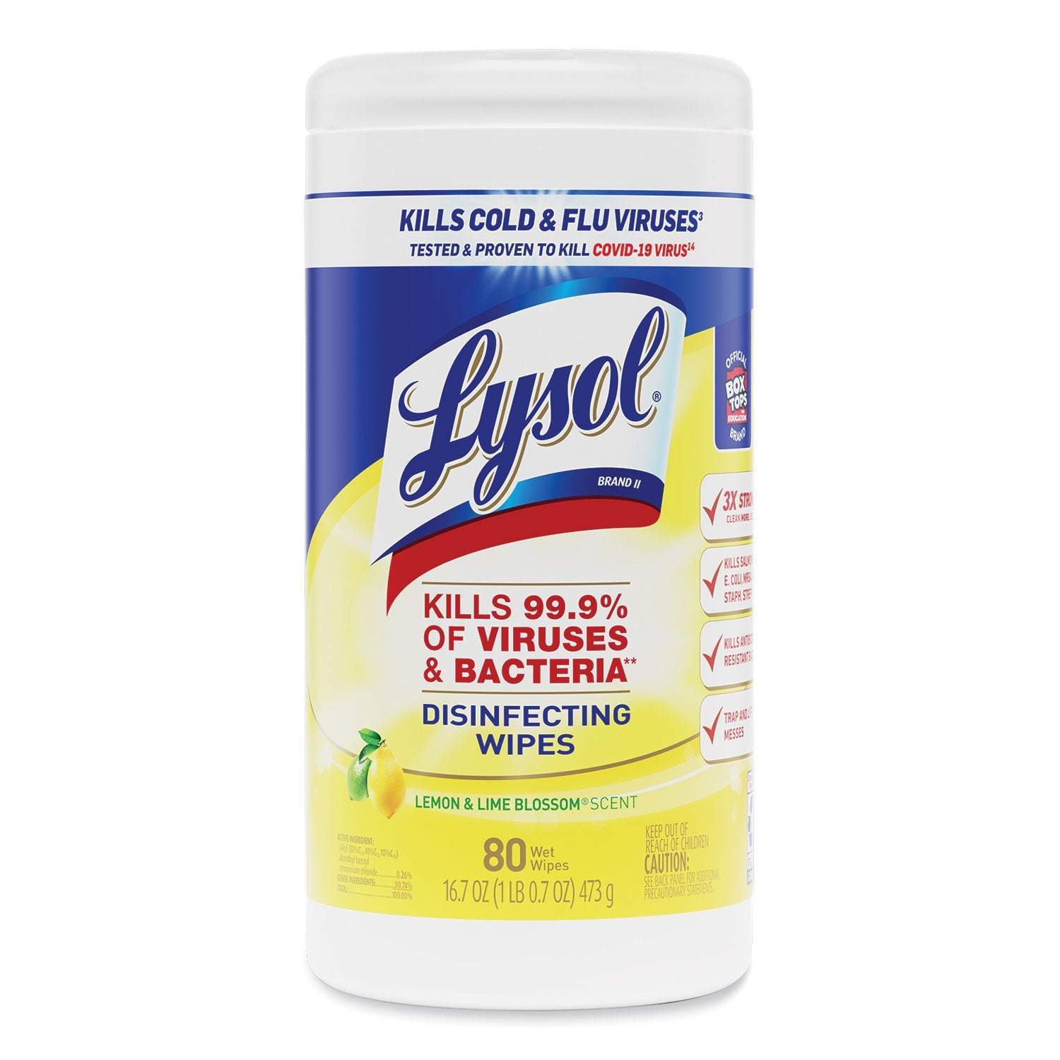 LYSOL Disinfecting Wipes, 7 x 7.25, Lemon and Lime Blossom, 80 Wipes/Canister - PhishStones Products