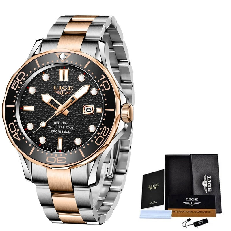 Black Multifunctional Sport Men Watches Luxury Quartz Watches Fashion Chronograph Stylish Elegant Comfortable Watch For Men