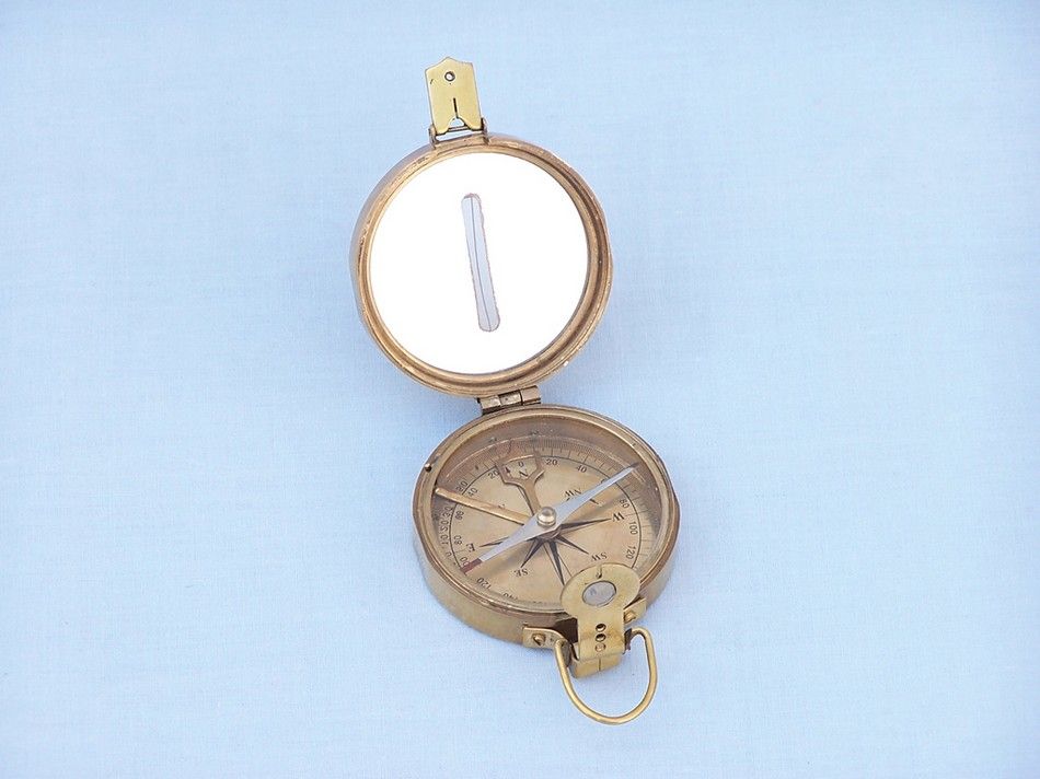 Antique Brass Clinometer Compass with Rosewood Box 4""