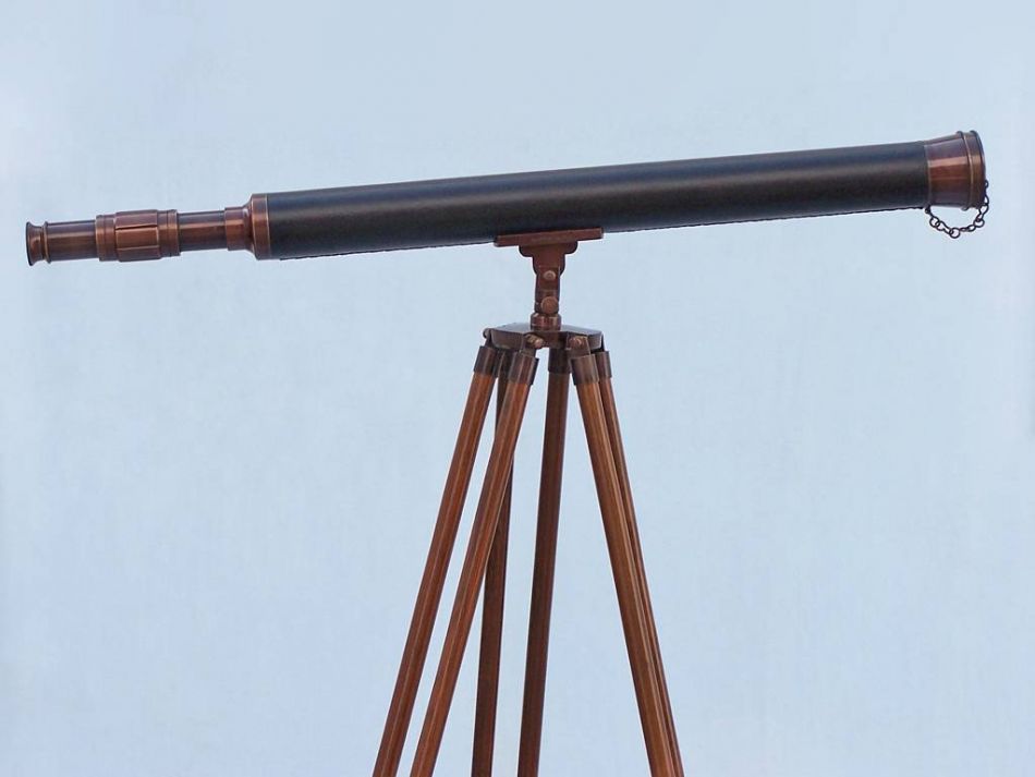 Floor Standing Bronzed With Leather Harbor Master Telescope 60""
