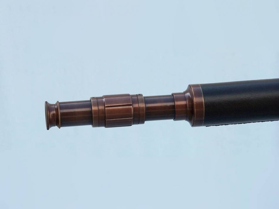 Floor Standing Bronzed With Leather Harbor Master Telescope 60""