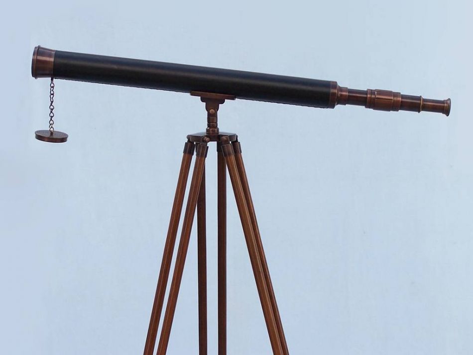 Floor Standing Bronzed With Leather Harbor Master Telescope 60""