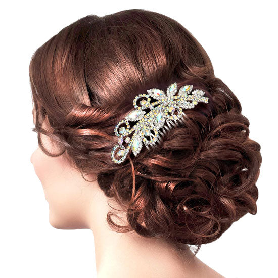 Marquise Stone Accented Wedding Bridal Rhinestone Hair Comb
