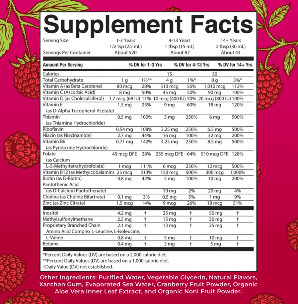 MaryRuth's Liquid Morning Multivitamin, Raspberry, 22 fl. oz., 2 pk. - PhishStones Products