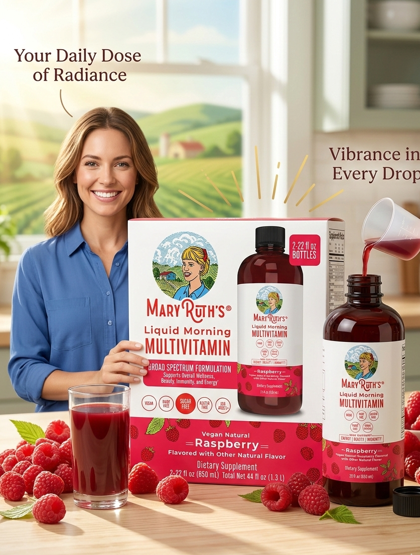 MaryRuth's Liquid Morning Multivitamin, Raspberry, 22 fl. oz., 2 pk. - PhishStones Products