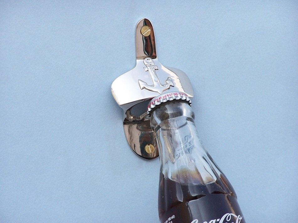 Chrome Wall Mounted Anchor Bottle Opener 3""