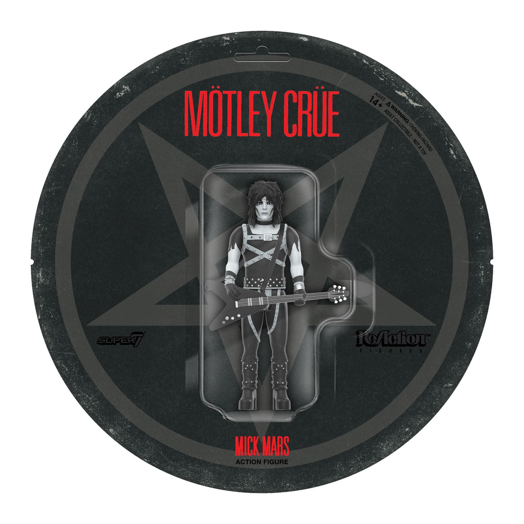 Super7 x Mötley Crüe - Mick Mars, Nikki Sixx, Tommy Lee & Vince Neil (Shout At The Devil B&W) ReAction Figures