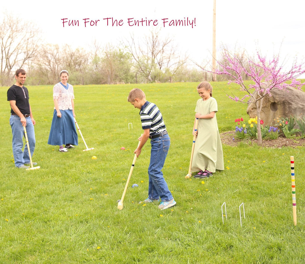 Deluxe 8-Player Croquet Game Set - Choose a Storage Option - Wooden Holder or Duffel Carry Bag