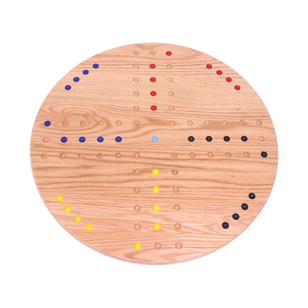 Round Aggravation Game Board Set - Solid Oak Wood - Double-Sided