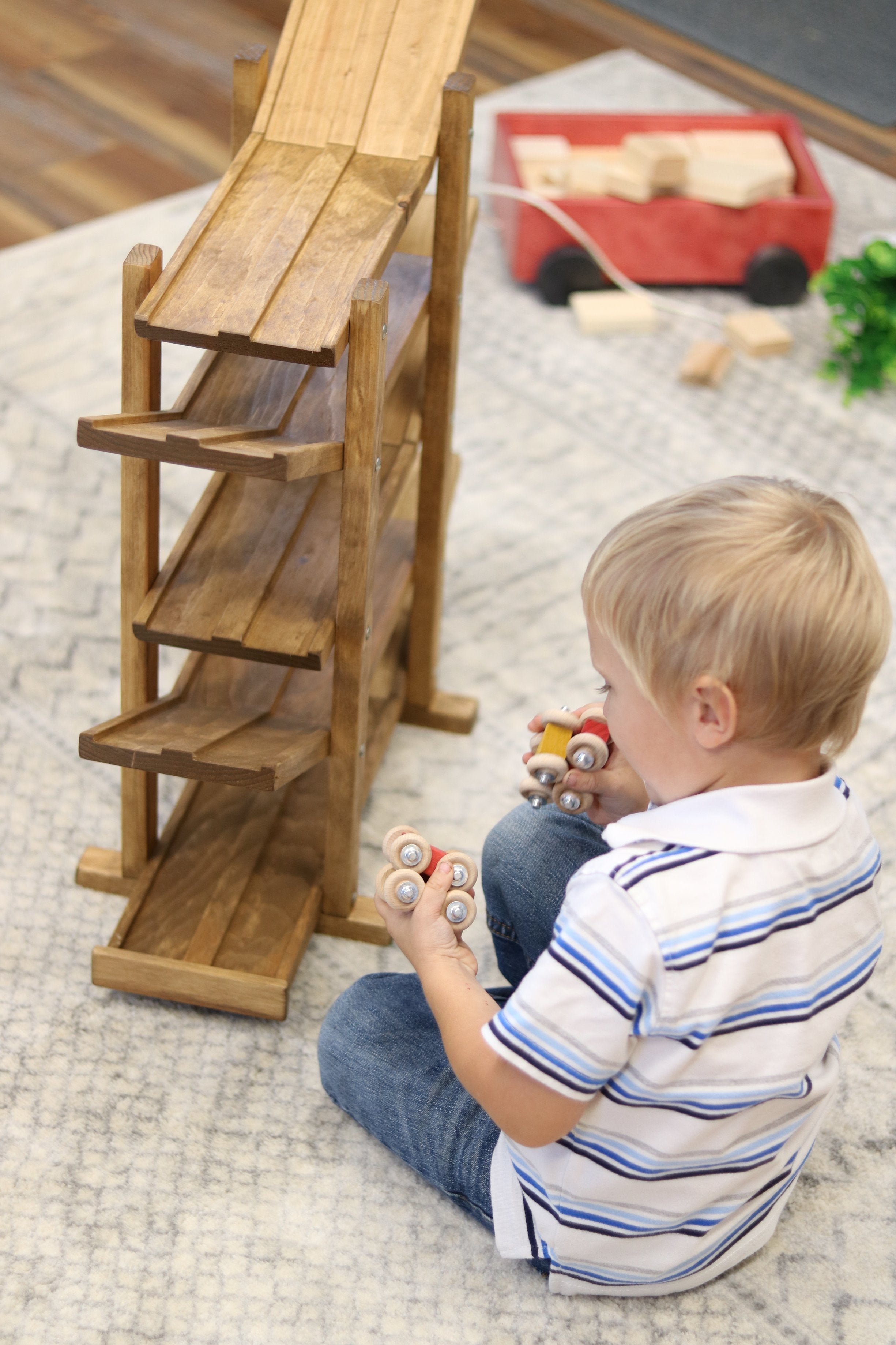 Amish-Made, Handcrafted Wooden Car Roller Racetrack Action Toy