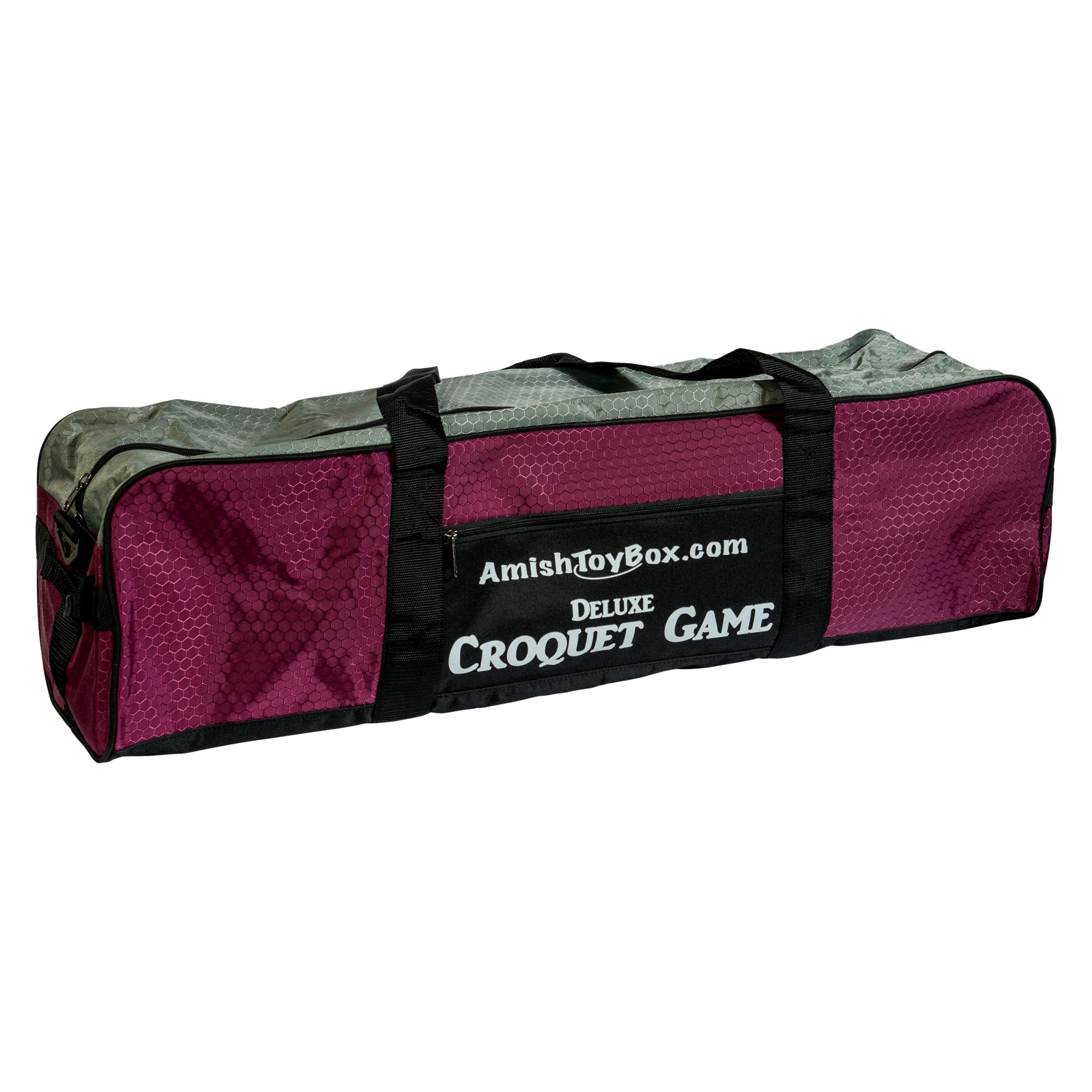 Deluxe 8-Player Croquet Game Set - Choose a Storage Option - Wooden Holder or Duffel Carry Bag