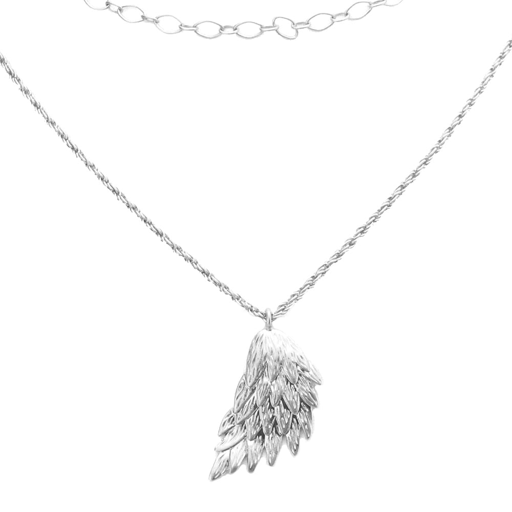 Metal Angel Wing Pendant Accented Necklace