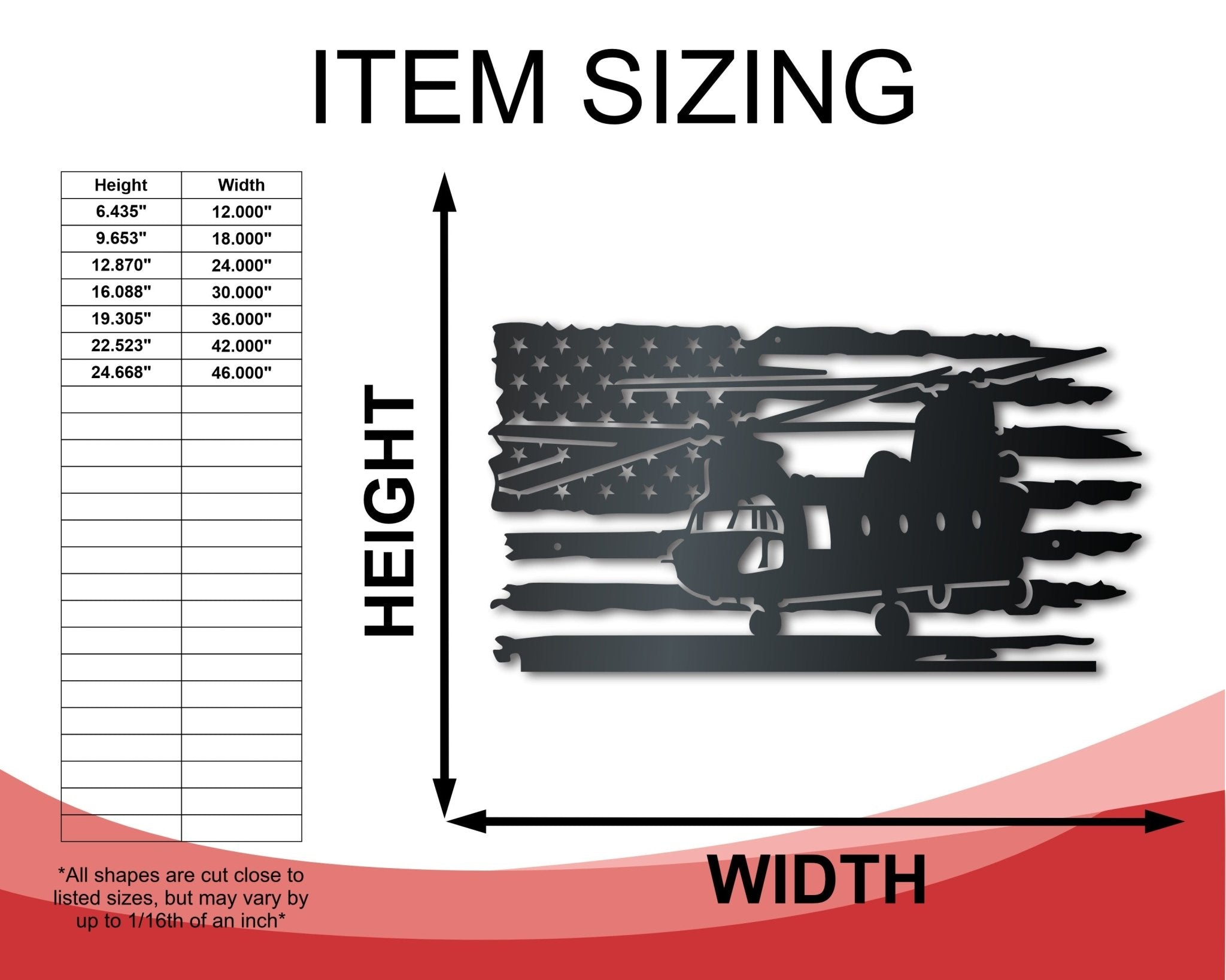 Metal USA Army Helicopter Wall Art | Patriotic Military Veteran | Indoor Outdoor | Up to 36" | Over 20 Color Options - PhishStones Products