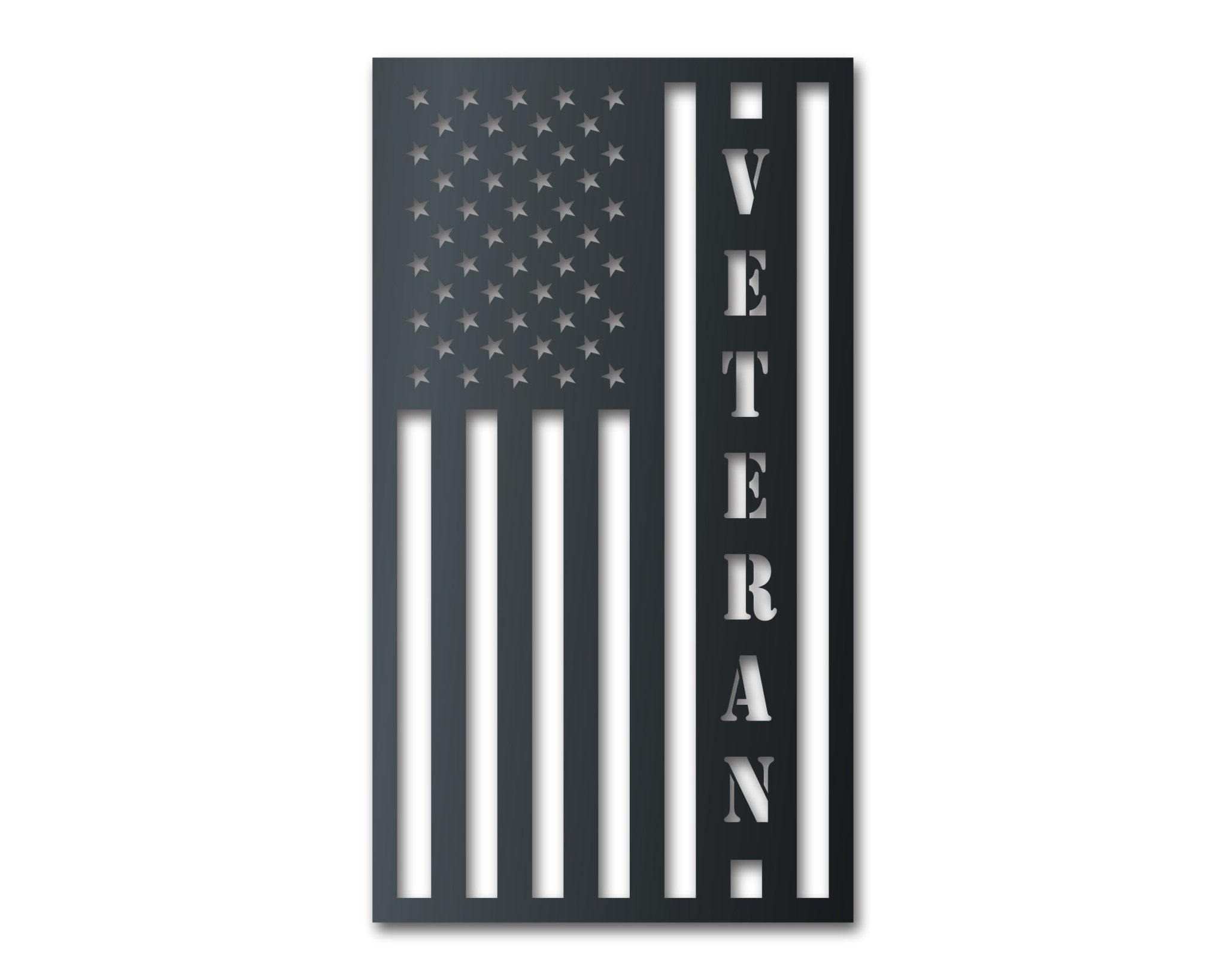 Metal Veteran USA Flag Wall Art | Veterans Patriotic | Indoor Outdoor | Up to 36" | Over 20 Color Options - PhishStones Products