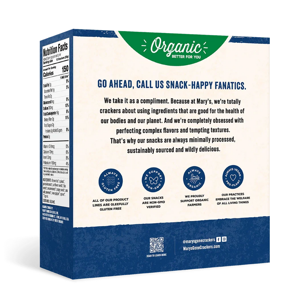 Mary's Gone Crackers Classic Seed Crackers - Case of 6 Boxes (4 oz Each) Organic Gluten-Free