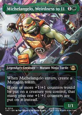 Michelangelo, Weirdness to 11 (Borderless) (TMT - 214) - Teenage Mutant Ninja Turtles Foil - PhishStones Products
