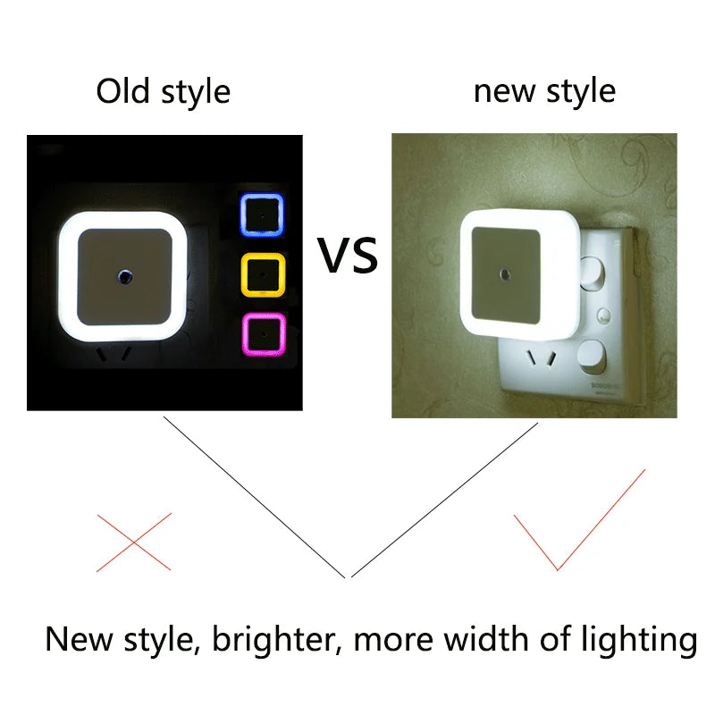 Mini LED Plug - in Night Light with Light Sensor – Square Nightlamp for Kids Bedroom Bedside Corridor (EU/US/UK, 110 - 240V) - PhishStones Products