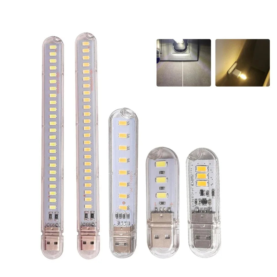 Mini USB LED Book Light – 3/8/24 LED Ultra Bright RGB Portable Reading Lamp for Power Bank, Laptop & Notebook - PhishStones Products
