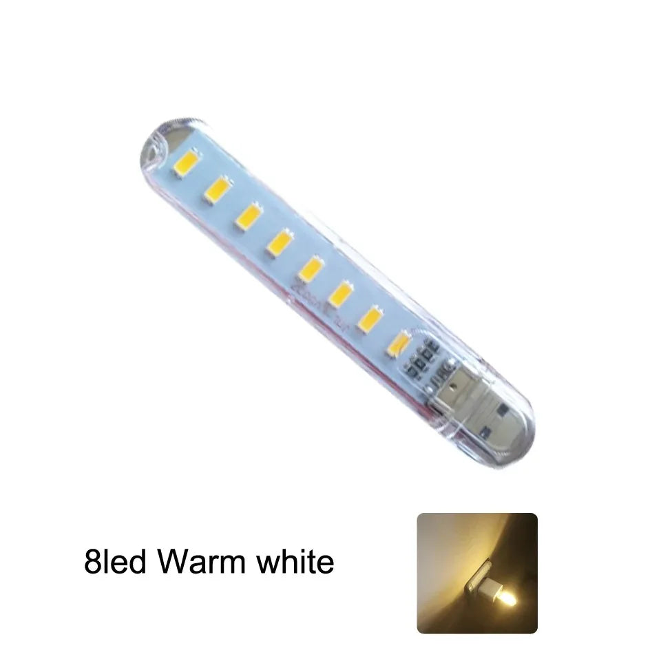 Mini USB LED Book Light – 3/8/24 LED Ultra Bright RGB Portable Reading Lamp for Power Bank, Laptop & Notebook - PhishStones Products