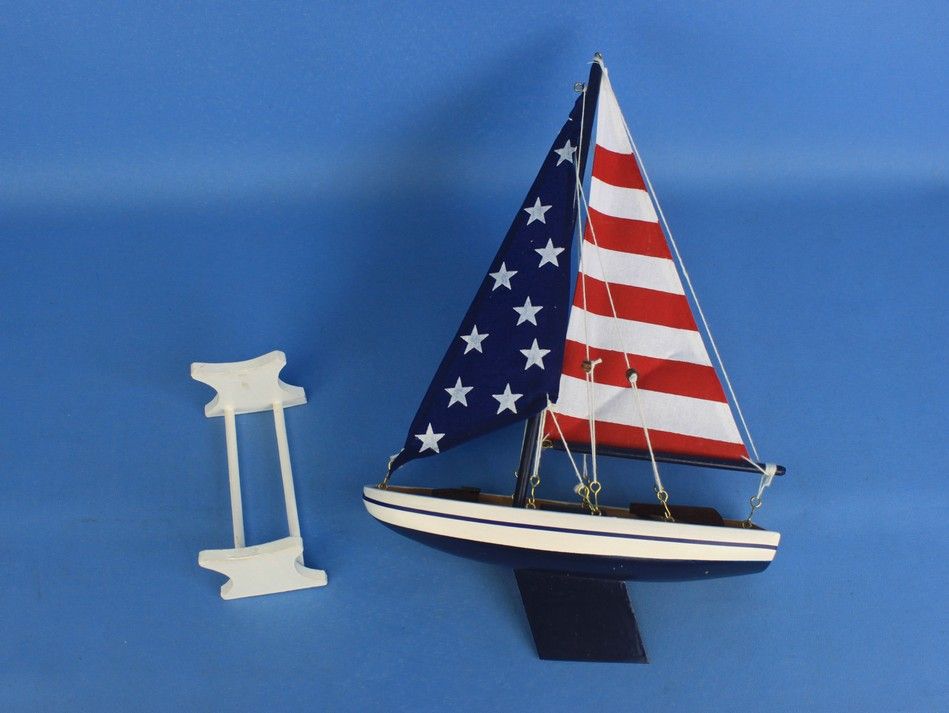Wooden It Floats 12"" - USA Floating Sailboat Model