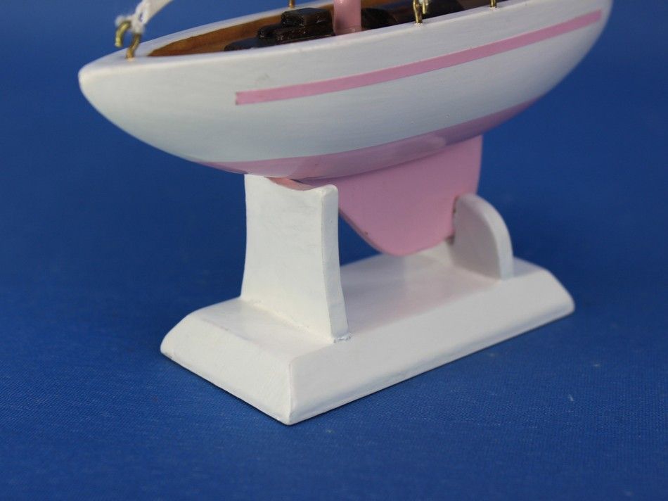 Wooden Pink Pacific Sailer Model Sailboat Decoration 9""