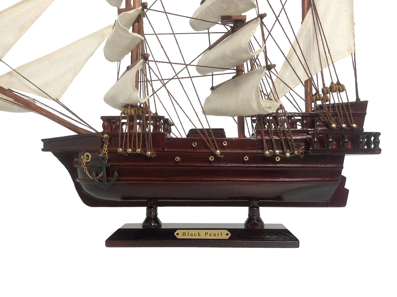 Wooden Black Pearl White Sails Pirate Ship Model 20""