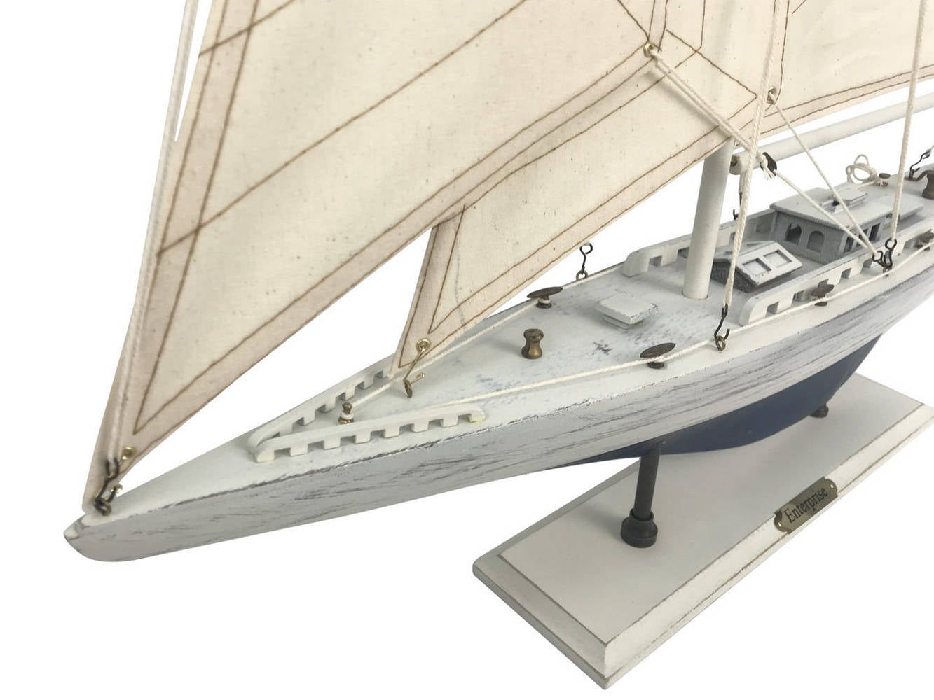 Wooden Rustic Whitewashed Enterprise Limited Model Sailboat 35""