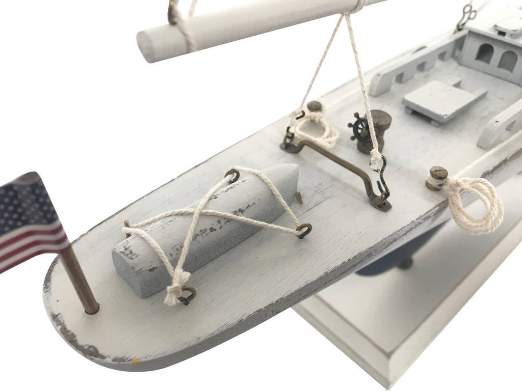 Wooden Rustic Whitewashed Enterprise Limited Model Sailboat 35""